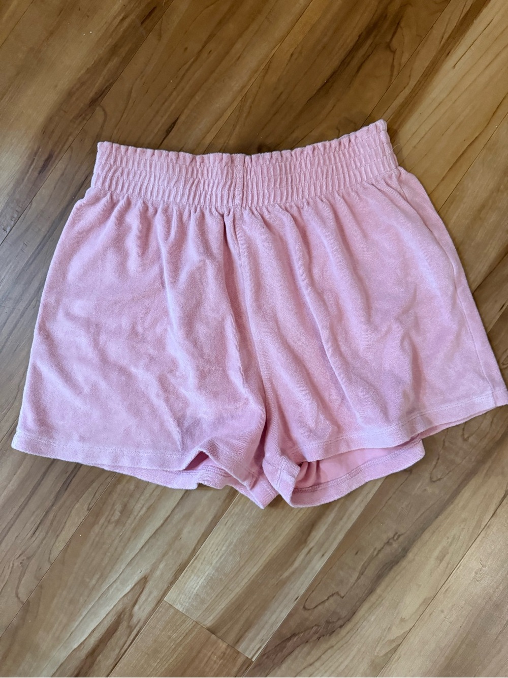 H&M Light Pink Terry Athletic Shorts with Smocked Waist